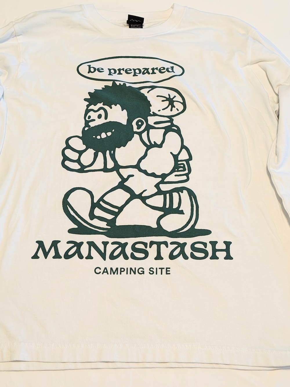 Manastash Be Preparwd White Long-Sleeve Graphic T-Shirt - L